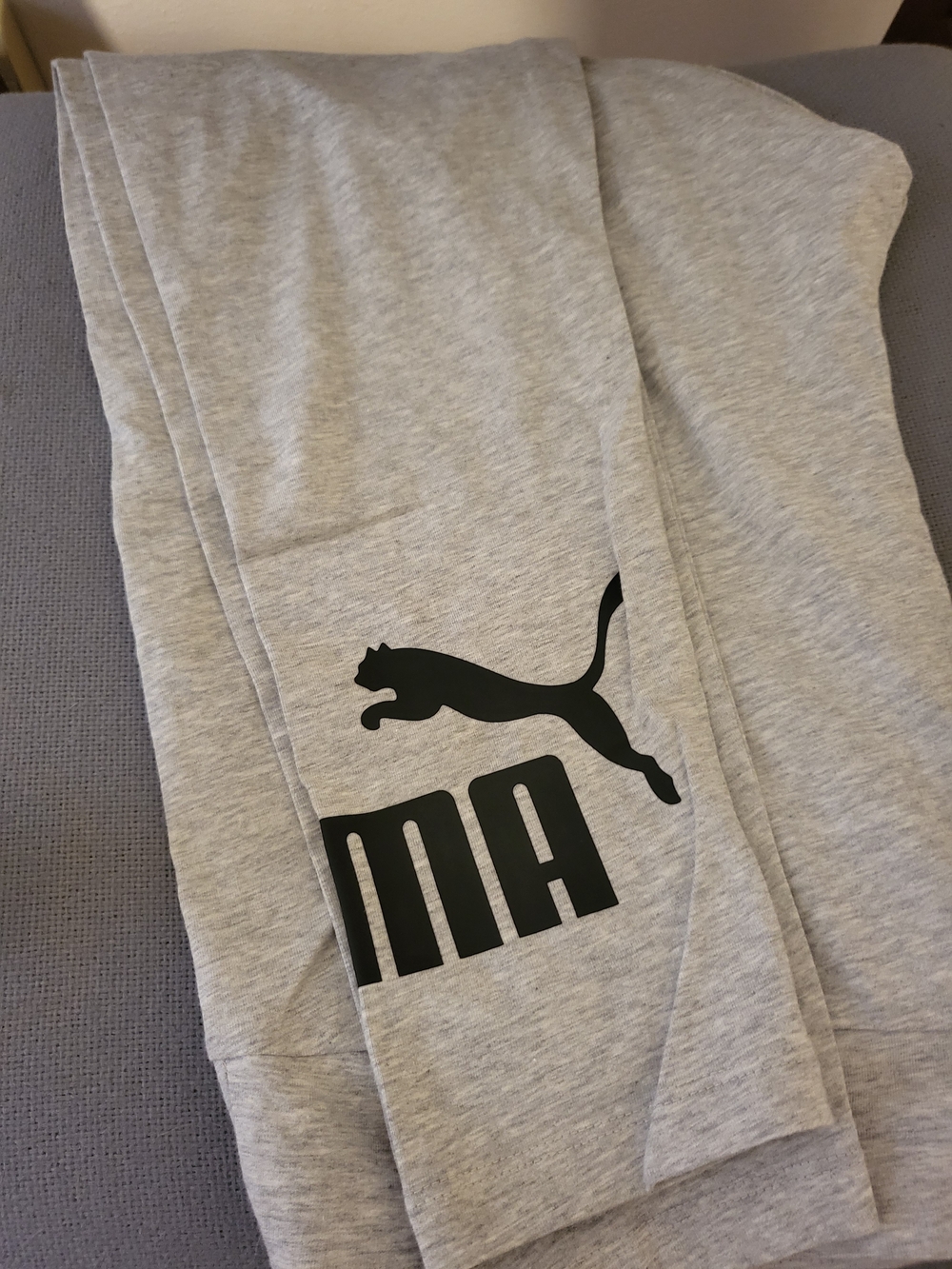 NWT Puma Gray Logo Sweatpants - Light Heather Gray with Black Print